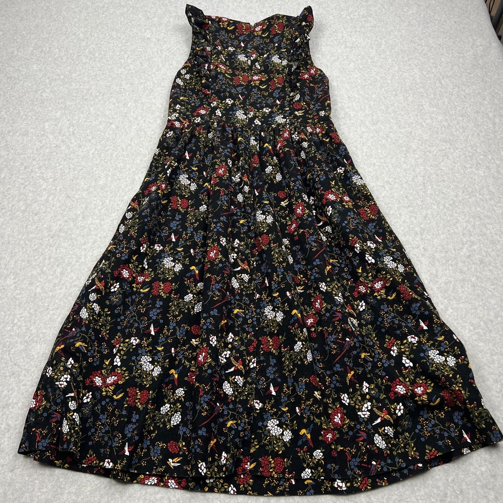 Madewell Dress Women's 6 Black Corduroy Ruffle-Front Finch Floral Midi - Picture 8 of 10